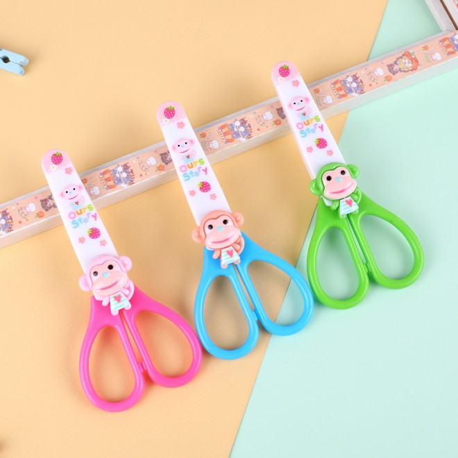 Cartoon Scissors Cute Stationery Cartoon Scissors Student Safety Little Monkey Pattern Scissors New Products Wholesale