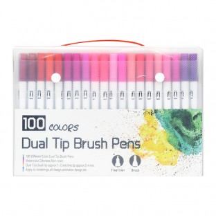 Factory On Sale Large Capacity 100 Colors Dual Tip Brush Pens for Artists Adults Kids Drawing Coloring Art Crafts