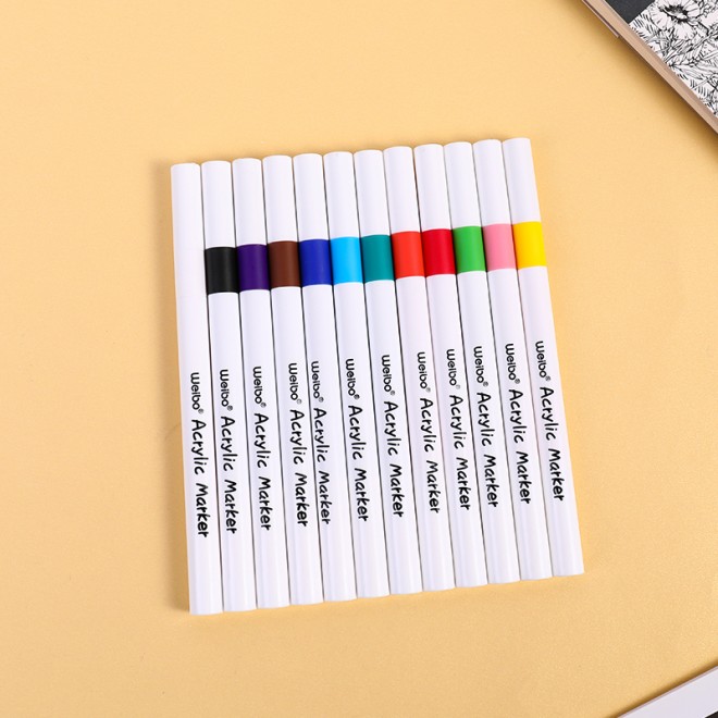 12 color double headed marker Weibo primary school children painting art watercolor pen color pen set wholesale Stationery