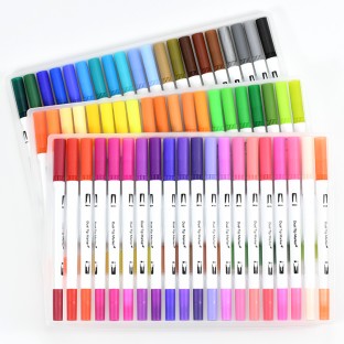 60 Colors Acrylic Dual Tip Brush Pens Fine Tip triangular Watercolor Marker pen for paint Coloring Calligraphy Artists Painter