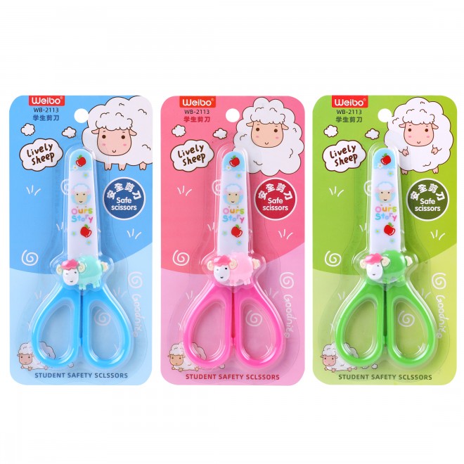 Cartoon Scissors Student Safety Cute Lively Sheep Pattern Scissors New Products Wholesale Plastic Handle