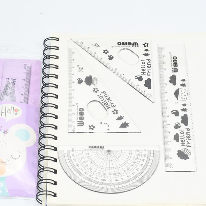 Brand Weibo Acrylic Set Ruler Four-piece Ruler Set Acrylic Streight  Ruler Can be customized and wholesale
