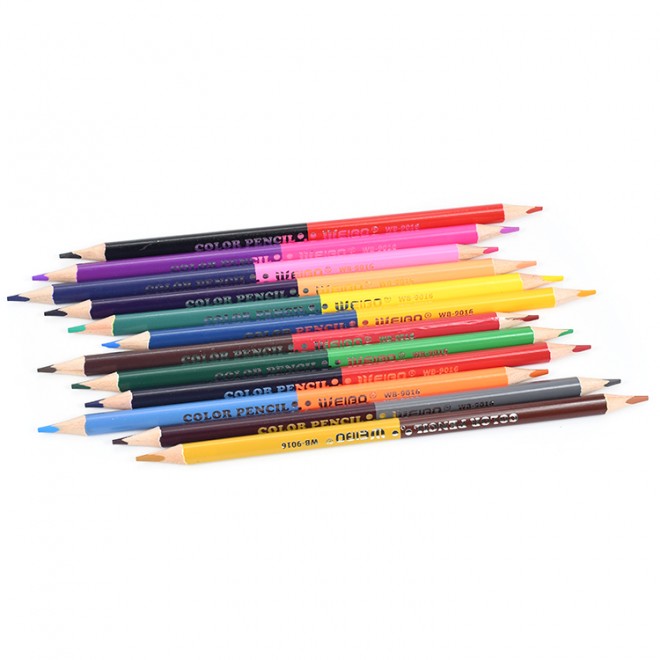 Brand WEIBO Double head with double color wooden 24 colouring pencil set drawing lapices de ColorsStandard Pencils 24 Colors