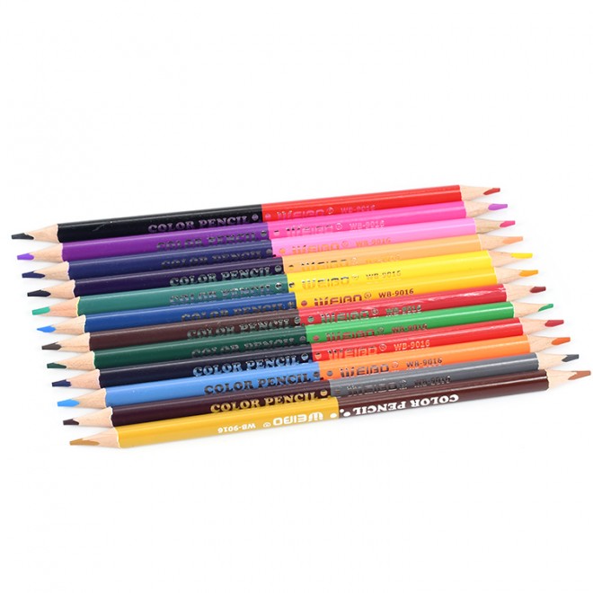 Brand WEIBO Double head with double color wooden 24 colouring pencil set drawing lapices de ColorsStandard Pencils 24 Colors