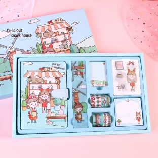 WEIBO  Student School Supplies Gift set Children Stationery Learning Set Birthday Gift Portable Gift Box Snack Timi House Style