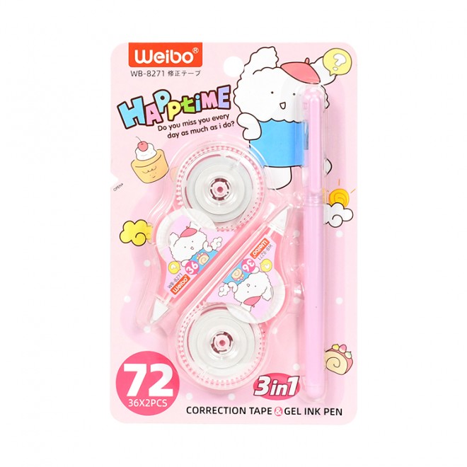 Customized stationery set correction tape set with gel pen and  odor free for students mini