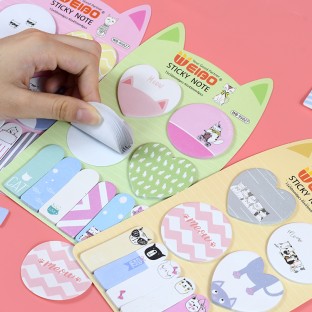 Papeleria- kawaii cute stationery cartoon cat shape sticky notes Self-Adhesive Girls Pink color portable index memo pads Notepad