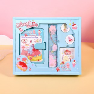 WEIBO  Student School Supplies Gift set Children Stationery Learning Set Birthday Gift Portable Gift Box  Dessert rabbit style