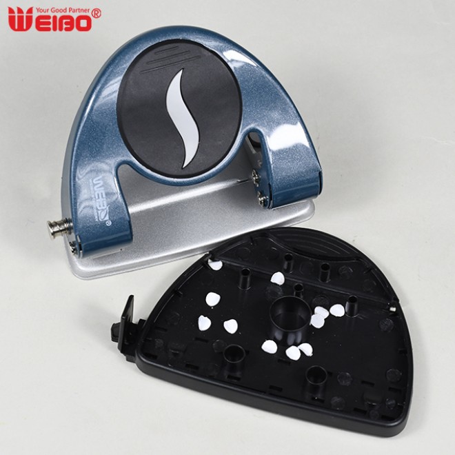 Metal manual double hole puncher, labor-saving financial office paper loose-leaf puncher, durable round hole Hole punch