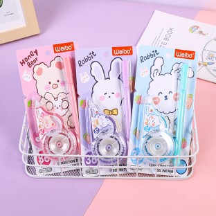 New correction tape WEIBO Suitable for students Cute rabbit correction belt+neutral pen suit Creative style, multiple colors, la