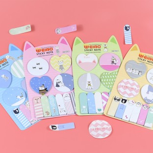 Papeleria- kawaii cute stationery cartoon cat shape sticky notes Self-Adhesive Girls Pink color portable index memo pads Notepad