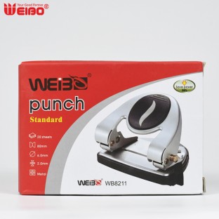 Metal manual double hole puncher, labor-saving financial office paper loose-leaf puncher, durable round hole Hole punch
