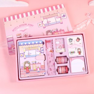WEIBO  Student School Supplies Gift set Children Stationery Learning Set Birthday Gift Portable Gift Box Leisure time style