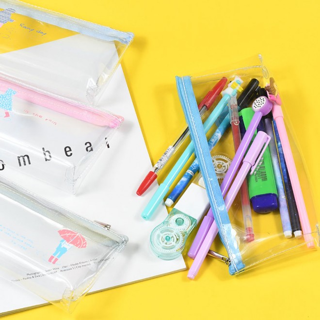 Big Pencil Cleanness Case Hot sale Transparent For Boys Girls School Canvas Pencil Bag Stationery School Supply Can Customerized