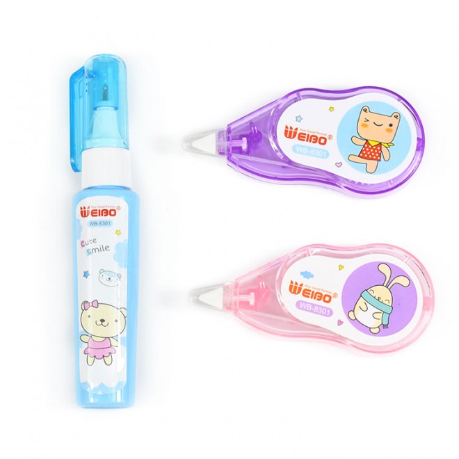 Creative cartoon simple and small correction liquid correction belt combination set special correction set for students