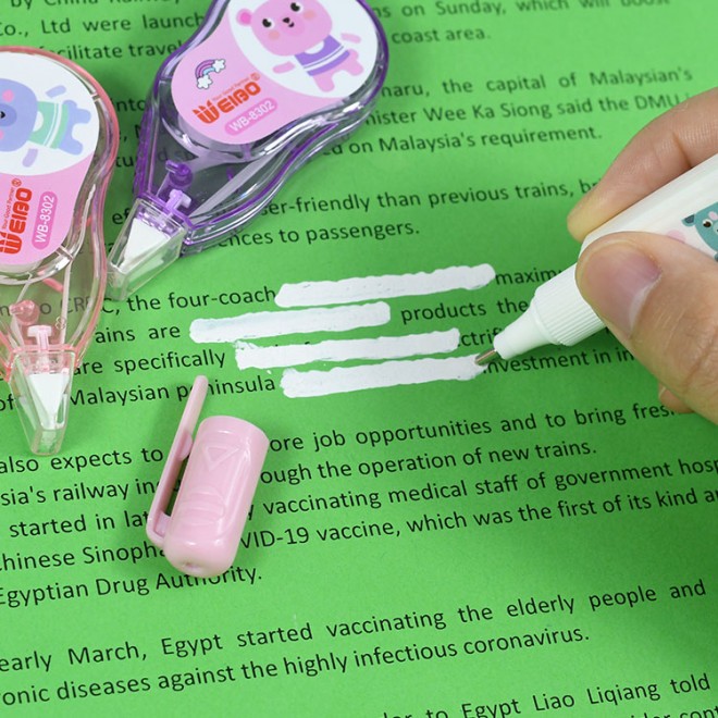 Cute Portable Easy To Use White Out Correction Tape Set With Correction Pen Odor Free For Students School Homework Use