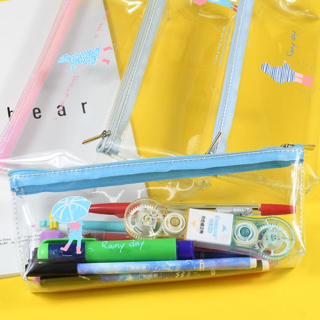 Big Pencil Cleanness Case Hot sale Transparent For Boys Girls School Canvas Pencil Bag Stationery School Supply Can Customerized